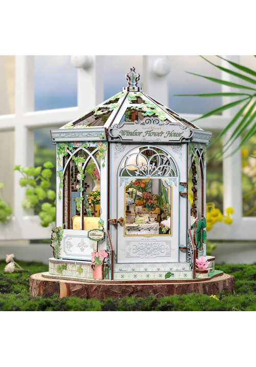 MINIATURE HOUSE - DIY- Windsor Flower House - 235pc + LED Light