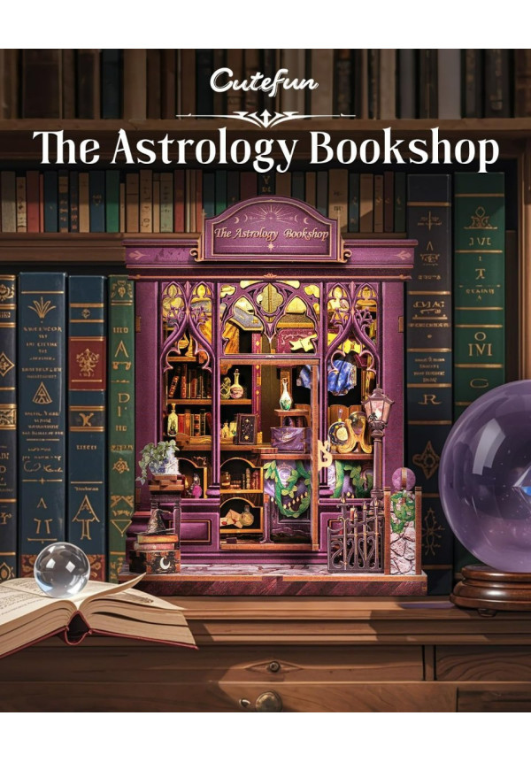 Book Nook Kit - Casas de muñecas DIY, Decoración Estantería Libros, Puzzle 3D Madera, Regalo Original para Mujer(The Astrology Bookshop)