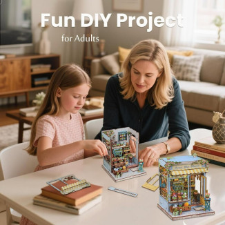 Book Nook Kit - Casas de muñecas Adolescentes 14+, Casa de Muñecas 3D Brillante con Muebles Miniatura, Estantería Decorativa (Anna's Blue Blossom)