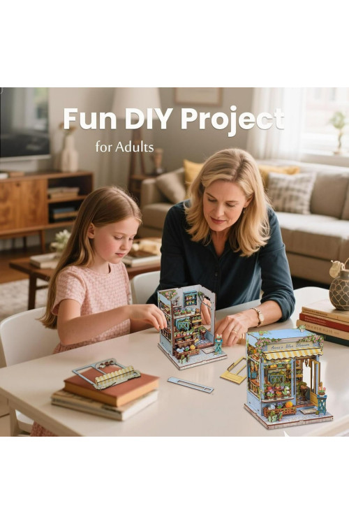 Book Nook Kit - Casas de muñecas Adolescentes 14+, Casa de Muñecas 3D Brillante con Muebles Miniatura, Estantería Decorativa (Anna's Blue Blossom)