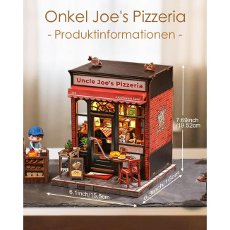 Book Nook Kit - Casas de muñecas con Luz LED - Rincón de Lectura Detallado para Adultos y Adolescentes, Decoración Creativa para Estanterías, Idea (Uncle Joe's Pizzeria)