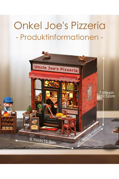 Book Nook Kit - Casas de muñecas con Luz LED - Rincón de Lectura Detallado para Adultos y Adolescentes, Decoración Creativa para Estanterías, Idea (Uncle Joe's Pizzeria)