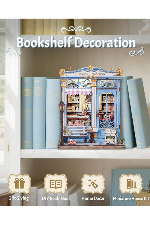 CUTEBEE Book Nook Kit - DIY Casa de Muñecas en Miniatura para Montar, Maquetas para Construir Adultos, 3D de Madera Rompecabezas Estantería de Decoración, Manualidades de Regalo (Sweet Marie)