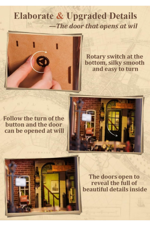 Casa de muñecas en Miniatura para Montar,DIY Book Nook Miniatura de la Casas de Muñecas Kit de rincón de Libros a Prueba de Polvo y con luz LED(Rose Detective Agency)