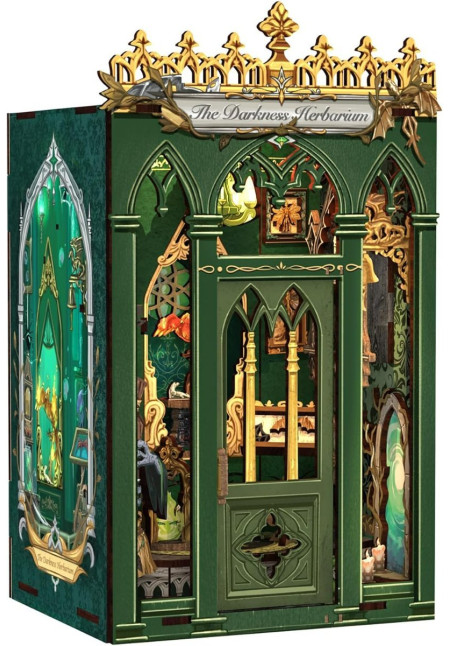 Book Nook Kit - Miniatura DIY Booknook, Puzzle 3D de Madera con Luz LED, Estantería Decorativa para Libros, Soportes para Libros, Regalo Creativo para Adultos y Aficio (The Darkness Herbarium)