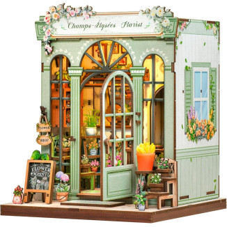 CUTEBEE Book Nook Kit - Casa de Muñecas de Flores Europea, DIY Jardín en Miniatura para Decorar Estanterías, (Champs-Élysées Florist)