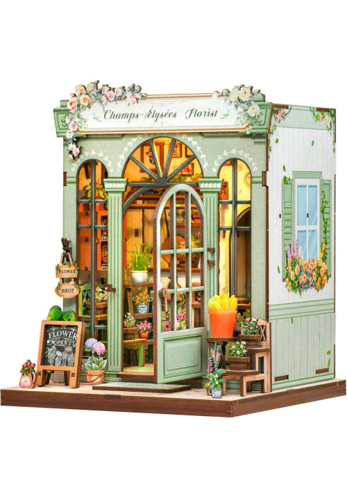 CUTEBEE Book Nook Kit - Casa de Muñecas de Flores Europea, DIY Jardín en Miniatura para Decorar Estanterías, (Champs-Élysées Florist)