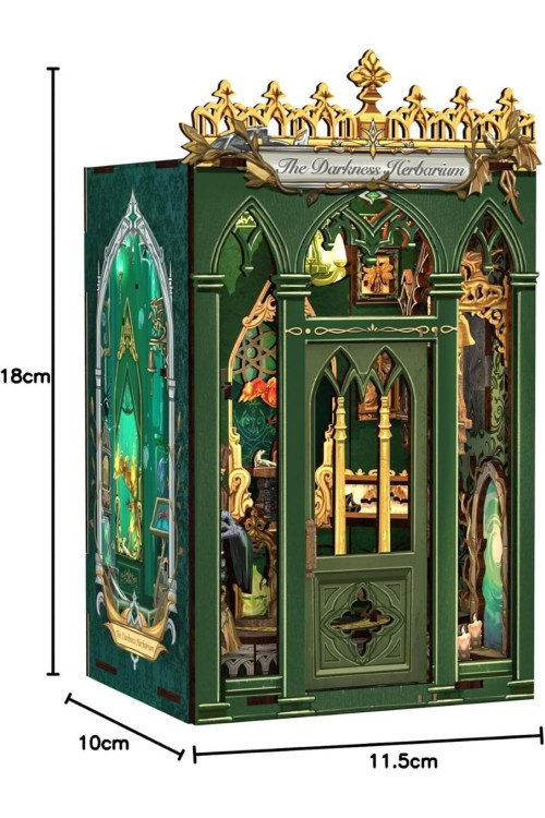 Book Nook Kit - Miniatura DIY Booknook, Puzzle 3D de Madera con Luz LED, Estantería Decorativa para Libros, Soportes para Libros, Regalo Creativo para Adultos y Aficio (The Darkness Herbarium)