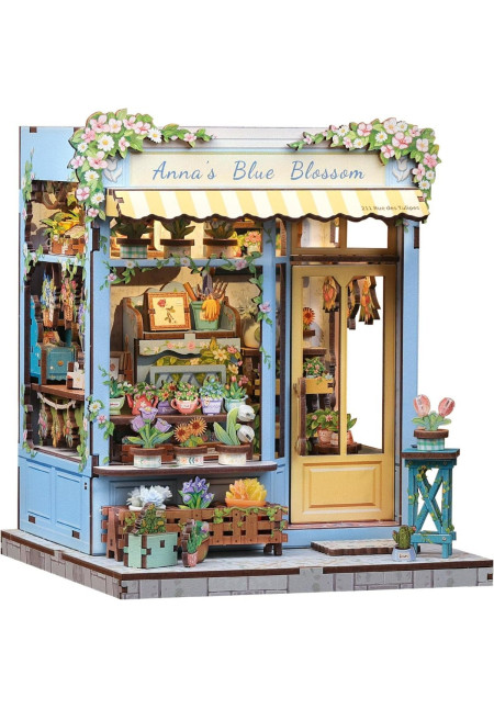 Book Nook Kit - Casas de muñecas Adolescentes 14+, Casa de Muñecas 3D Brillante con Muebles Miniatura, Estantería Decorativa (Anna's Blue Blossom)