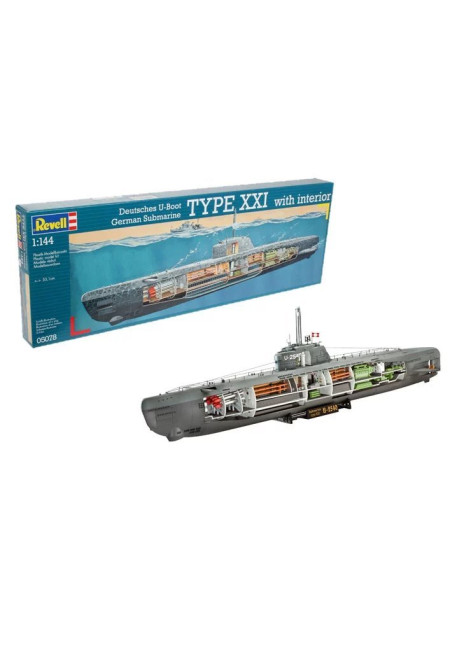 Submarino alemán Tipo XXI con interior