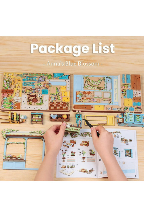 Book Nook Kit - Casas de muñecas Adolescentes 14+, Casa de Muñecas 3D Brillante con Muebles Miniatura, Estantería Decorativa (Anna's Blue Blossom)