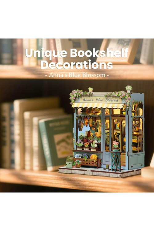 Book Nook Kit - Casas de muñecas Adolescentes 14+, Casa de Muñecas 3D Brillante con Muebles Miniatura, Estantería Decorativa (Anna's Blue Blossom)