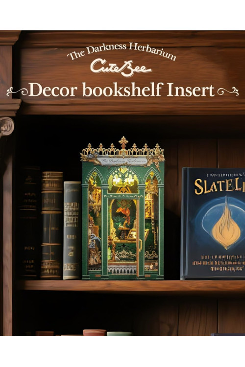 Book Nook Kit - Miniatura DIY Booknook, Puzzle 3D de Madera con Luz LED, Estantería Decorativa para Libros, Soportes para Libros, Regalo Creativo para Adultos y Aficio (The Darkness Herbarium)