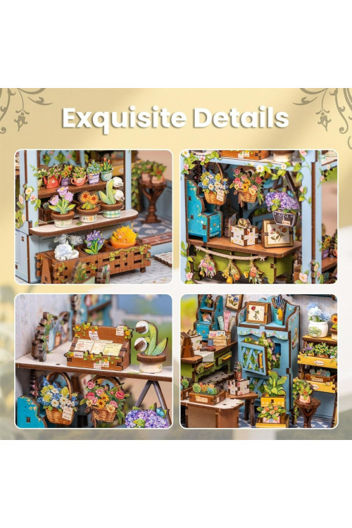 Book Nook Kit - Casas de muñecas Adolescentes 14+, Casa de Muñecas 3D Brillante con Muebles Miniatura, Estantería Decorativa (Anna's Blue Blossom)