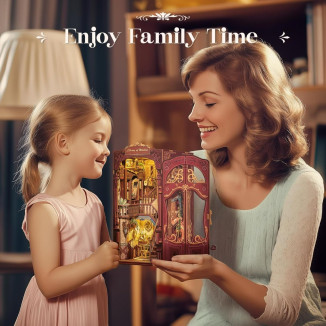 Book Nook Kit - DIY Miniature House,Casa de muñecas en Miniatura,Kit de construcción con Cubierta Antipolvo y luz LED, Booknook Maquetas para Adultos para Construir(Library of Wisdom)