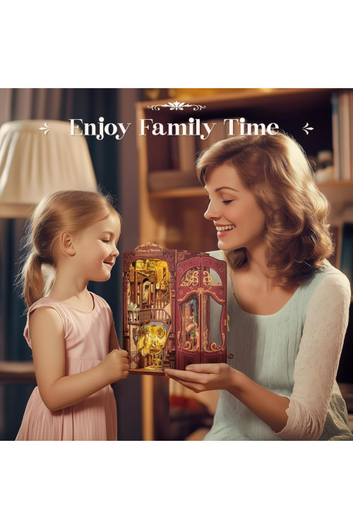 Book Nook Kit - DIY Miniature House,Casa de muñecas en Miniatura,Kit de construcción con Cubierta Antipolvo y luz LED, Booknook Maquetas para Adultos para Construir(Library of Wisdom)