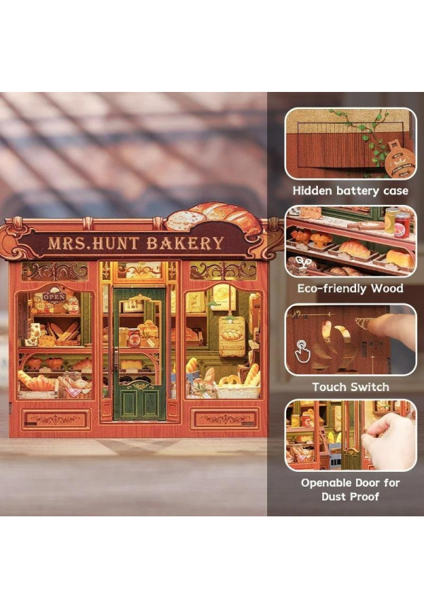MINIATURE HOUSE - DIY - Mrs. Hunt Bakery - 216pc + LED Light
