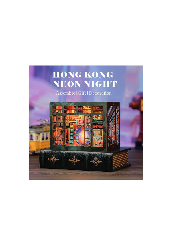 Model Book Nook Hong Kong Neon Light 13 x 17 cm