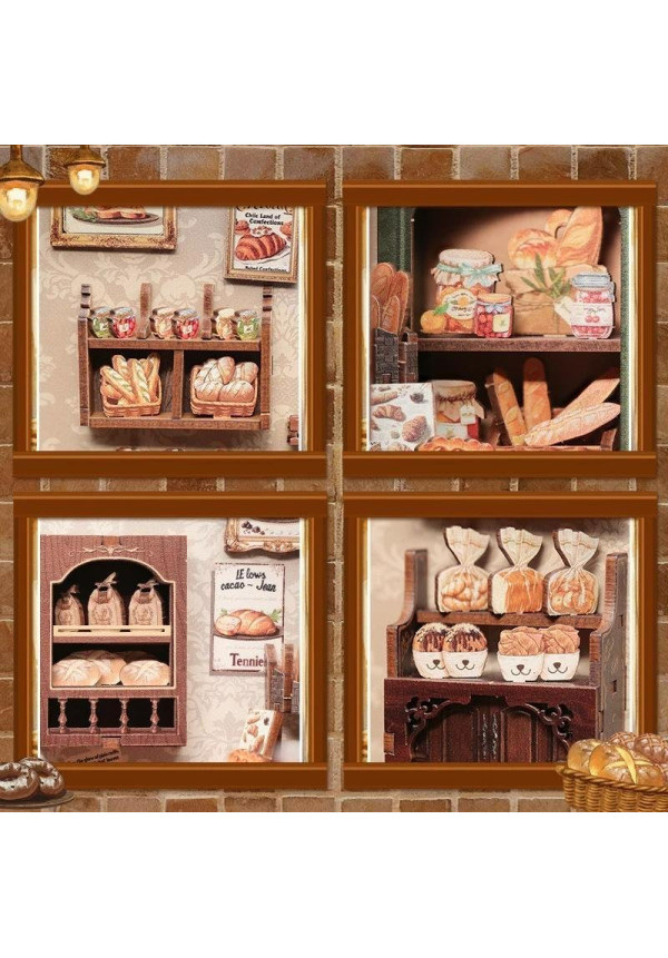 MINIATURE HOUSE - DIY - Mrs. Hunt Bakery - 216pc + LED Light