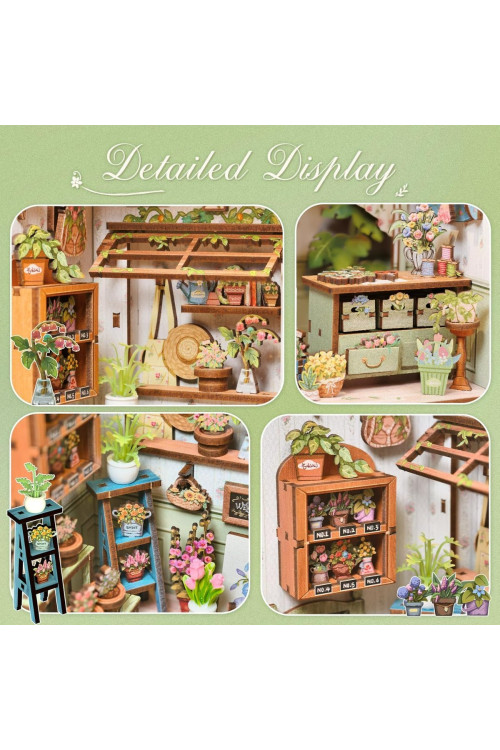 CUTEBEE Book Nook Kit - Casa de Muñecas de Flores Europea, DIY Jardín en Miniatura para Decorar Estanterías, (Champs-Élysées Florist)