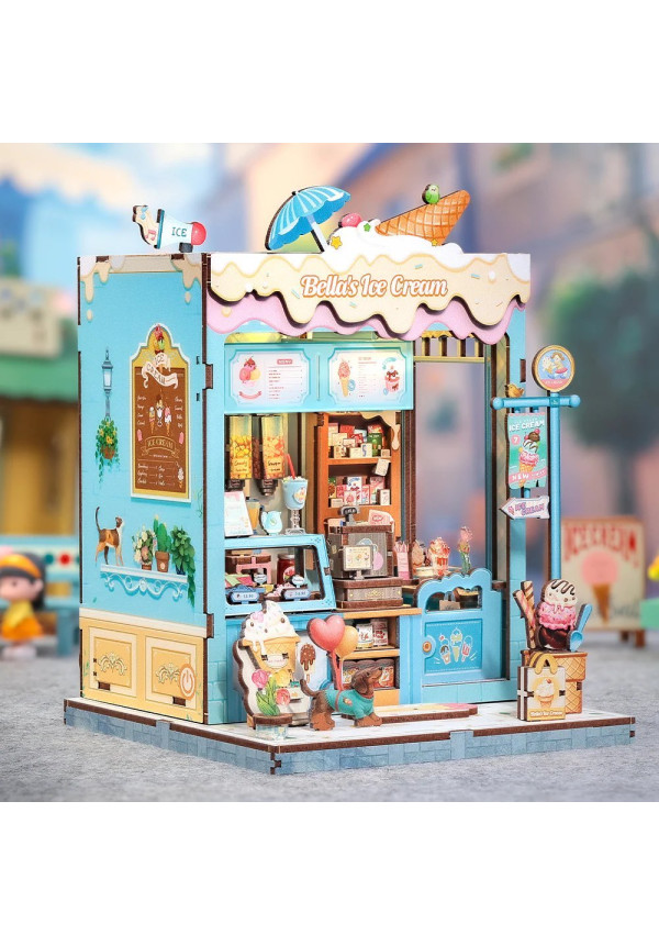 MINIATURE HOUSE - DIY - Bella's Ice Cream - 225pc + LED Light