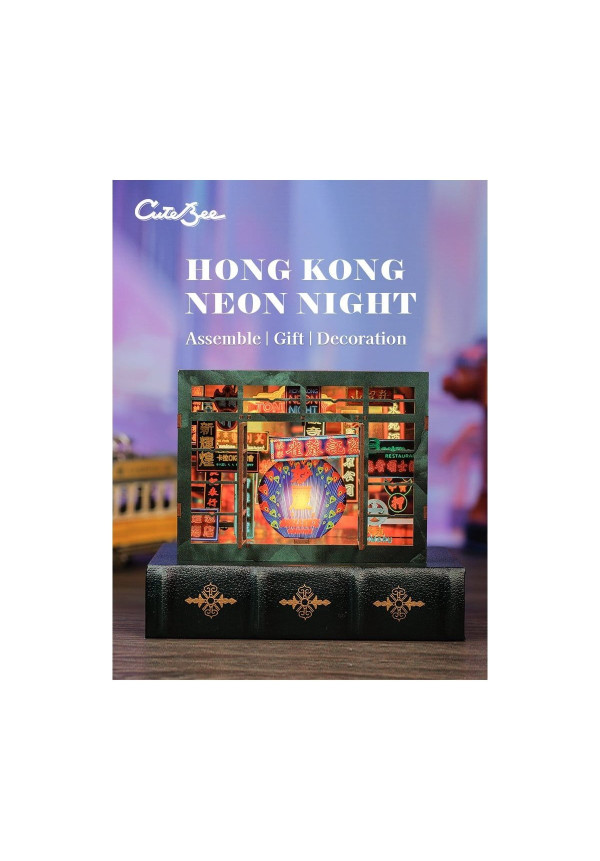 Model Book Nook Hong Kong Neon Light 13 x 17 cm