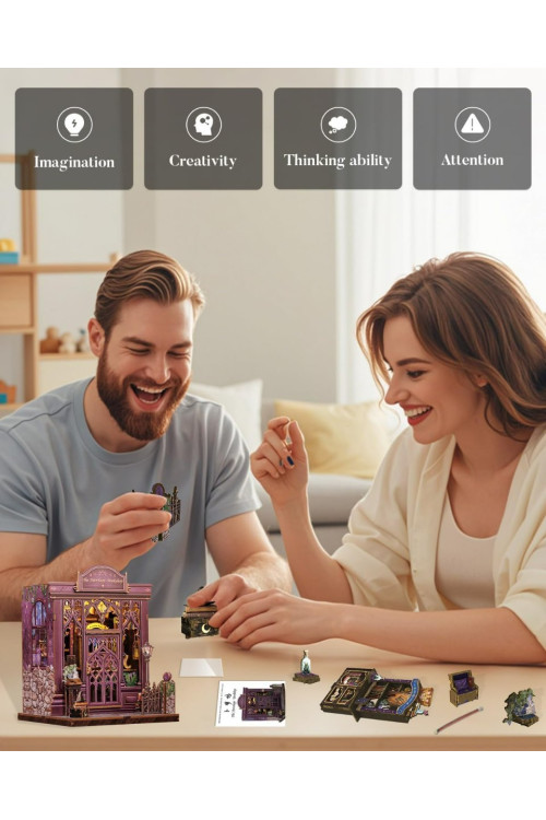 Book Nook Kit - Casas de muñecas DIY, Decoración Estantería Libros, Puzzle 3D Madera, Regalo Original para Mujer(The Astrology Bookshop)