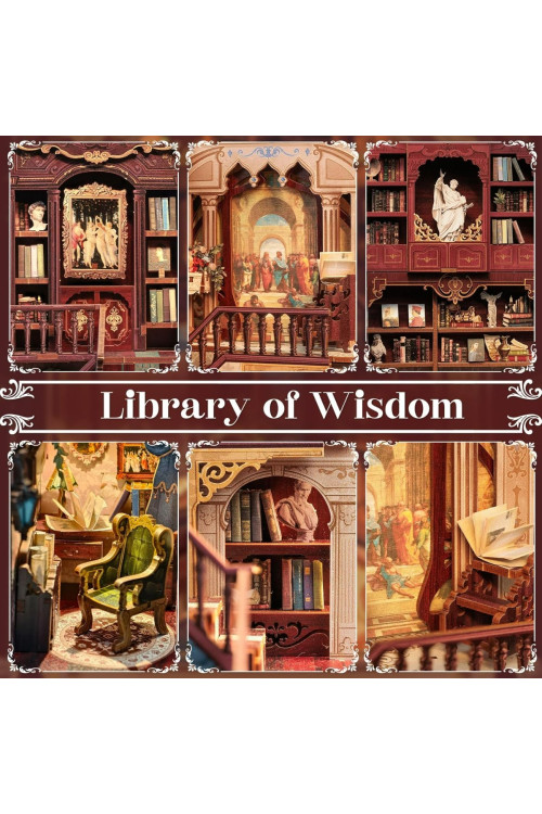 Book Nook Kit - DIY Miniature House,Casa de muñecas en Miniatura,Kit de construcción con Cubierta Antipolvo y luz LED, Booknook Maquetas para Adultos para Construir(Library of Wisdom)