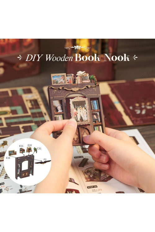 Book Nook Kit - DIY Miniature House,Casa de muñecas en Miniatura,Kit de construcción con Cubierta Antipolvo y luz LED, Booknook Maquetas para Adultos para Construir(Library of Wisdom)