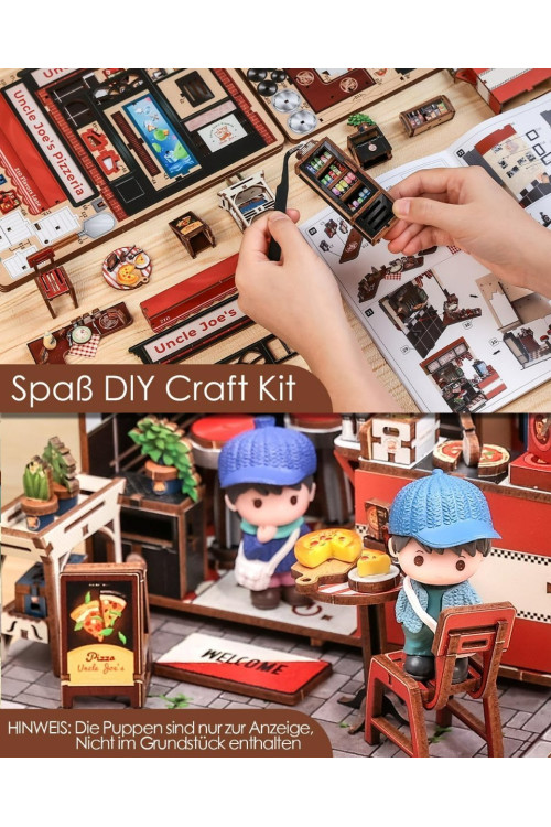 Book Nook Kit - Casas de muñecas con Luz LED - Rincón de Lectura Detallado para Adultos y Adolescentes, Decoración Creativa para Estanterías, Idea (Uncle Joe's Pizzeria)