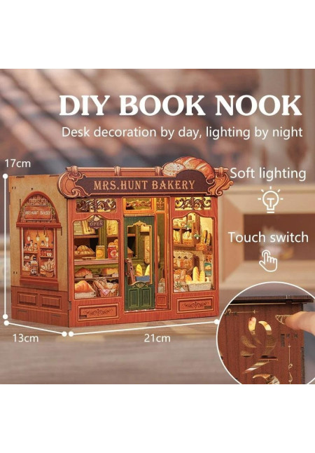 MINIATURE HOUSE - DIY - Mrs. Hunt Bakery - 216pc + LED Light