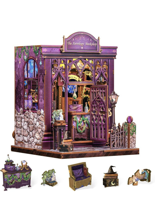 Book Nook Kit - Casas de muñecas DIY, Decoración Estantería Libros, Puzzle 3D Madera, Regalo Original para Mujer(The Astrology Bookshop)
