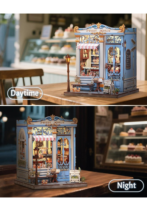 CUTEBEE Book Nook Kit - DIY Casa de Muñecas en Miniatura para Montar, Maquetas para Construir Adultos, 3D de Madera Rompecabezas Estantería de Decoración, Manualidades de Regalo (Sweet Marie)