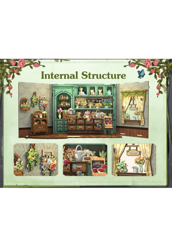 MINIATURE HOUSE - DIY - Blossom Florist - 265pc + LED Light