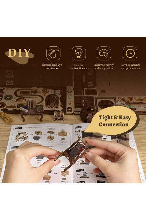 Book Nook Kit - Casa de muñecas en Miniatura de Madera con Muebles y Luces LED, Decoración de inserción de estantería Creativa,Magic Pharmacist