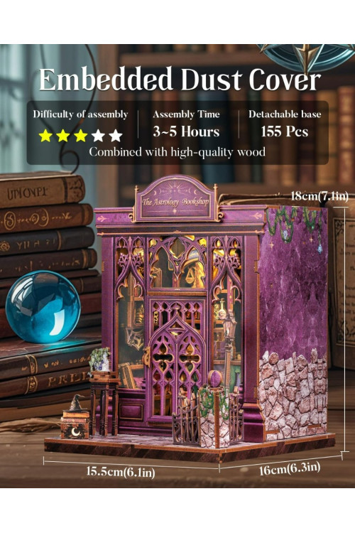 Book Nook Kit - Casas de muñecas DIY, Decoración Estantería Libros, Puzzle 3D Madera, Regalo Original para Mujer(The Astrology Bookshop)