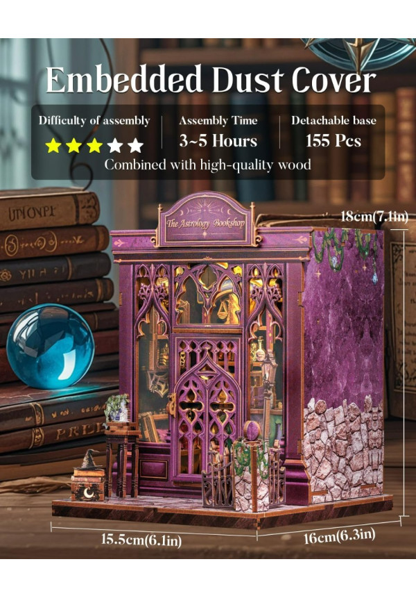 Book Nook Kit - Casas de muñecas DIY, Decoración Estantería Libros, Puzzle 3D Madera, Regalo Original para Mujer(The Astrology Bookshop)