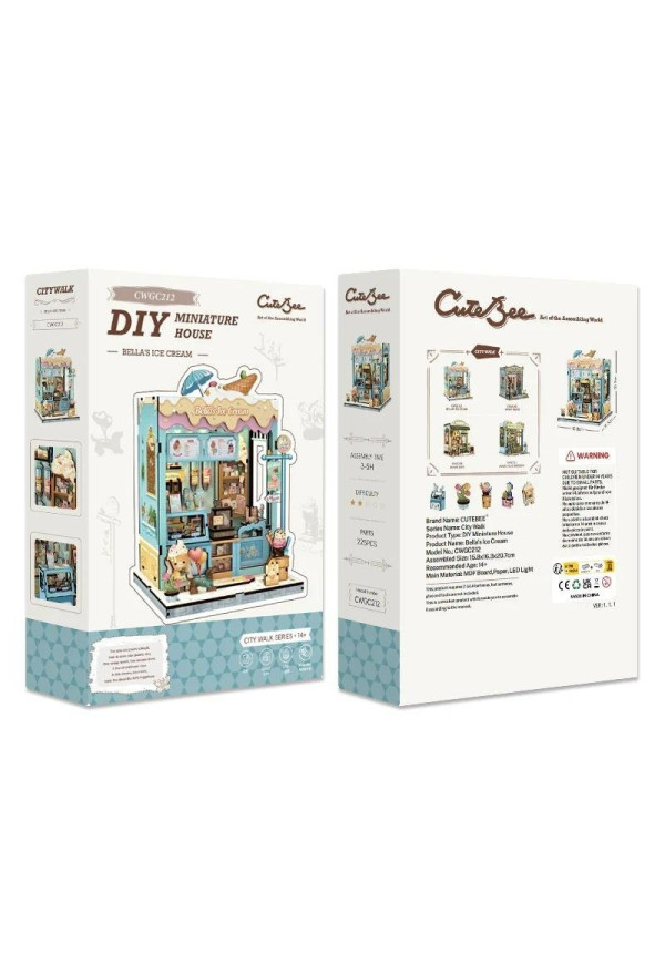 MINIATURE HOUSE - DIY - Bella's Ice Cream - 225pc + LED Light