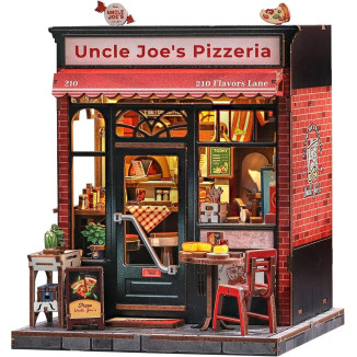 Book Nook Kit - Casas de muñecas con Luz LED - Rincón de Lectura Detallado para Adultos y Adolescentes, Decoración Creativa para Estanterías, Idea (Uncle Joe's Pizzeria)