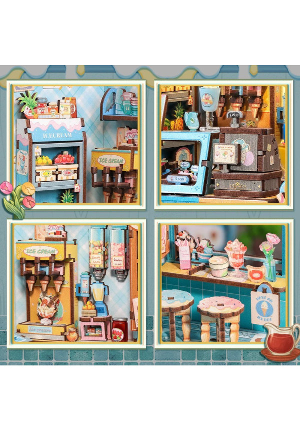 MINIATURE HOUSE - DIY - Bella's Ice Cream - 225pc + LED Light